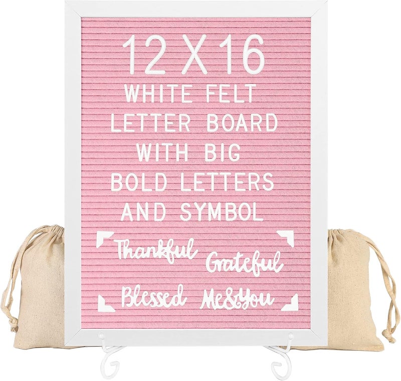 G GAMIT Felt Letter Board White Frame - 12x16 Baby Announcement Sign &Message Board Board with Big letters&Stand - Image 1